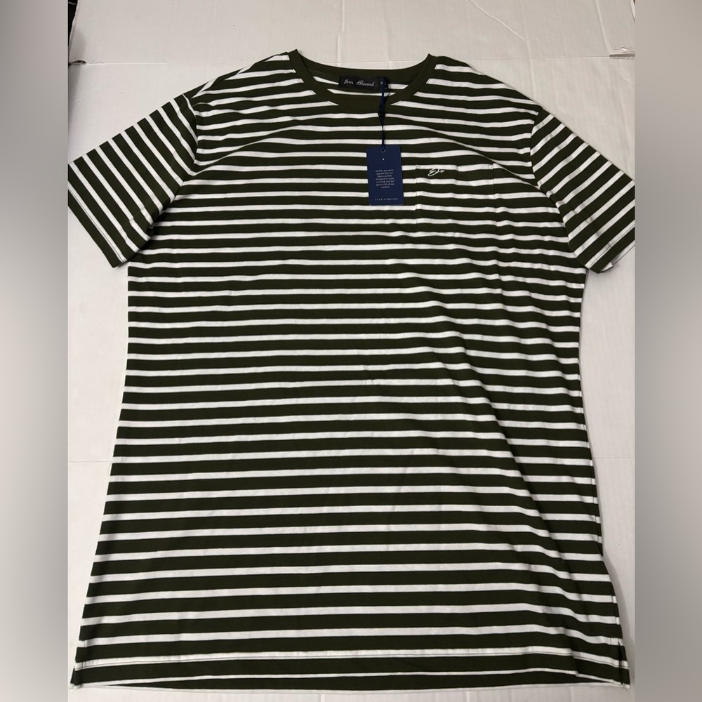 Striped Olive and White Short Sleeve Tee